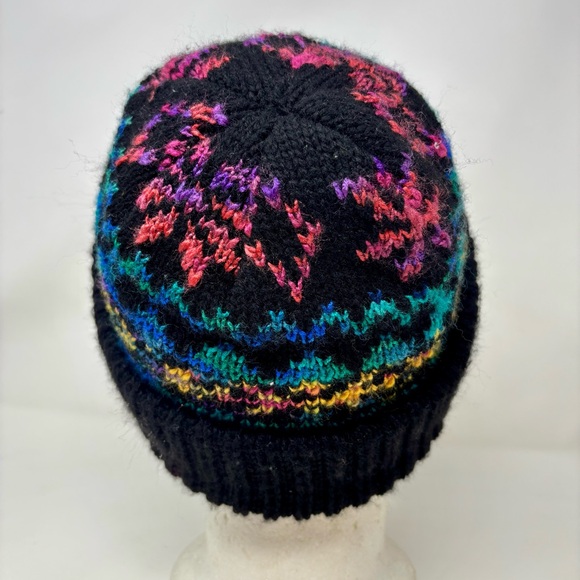 ARIS Acrylic Blend Knit Beanie Cap Fair Isle Winter Ski Hat Vintage One Size - Picture 4 of 8